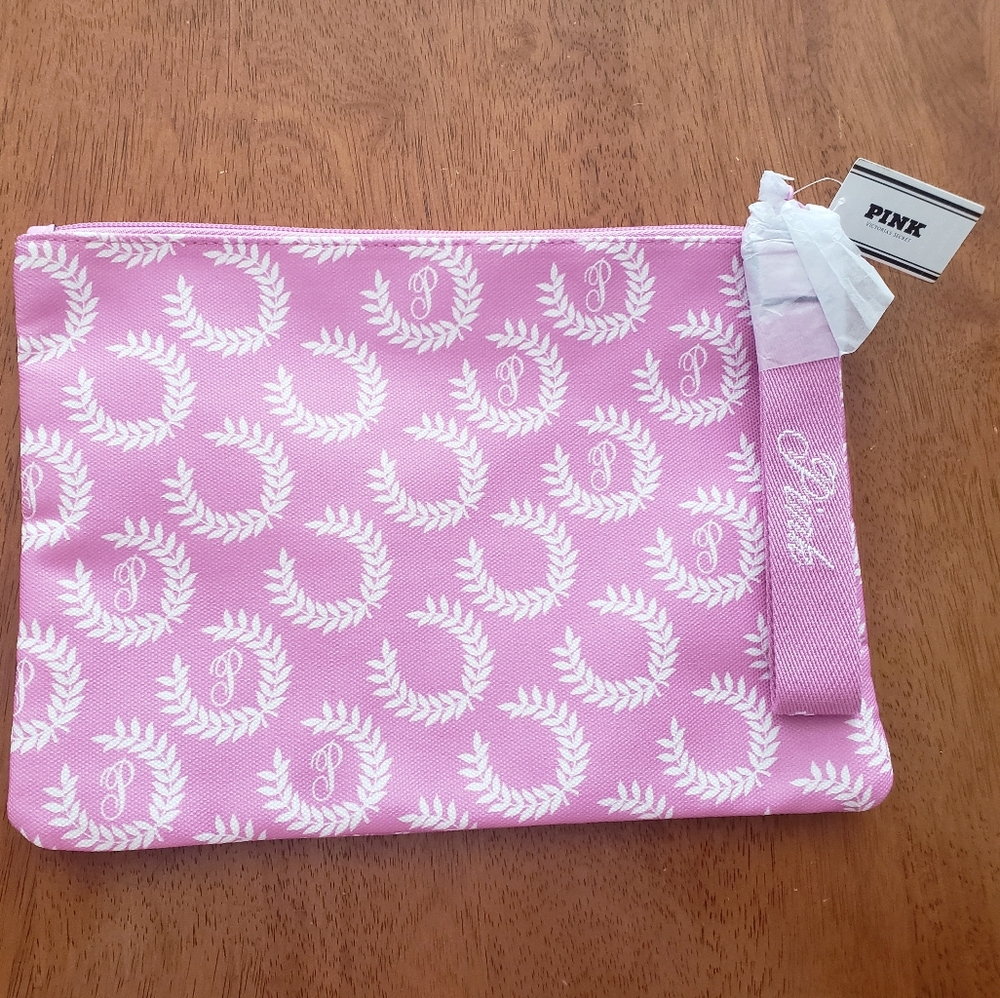 VS Pink Pouch Print Bag Victoria's Secret Victoria New With Tags NWT Wrist Strap